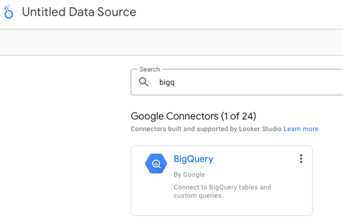 Figure 9: Data source creation in Looker Studio.