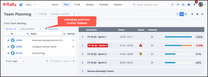 ESD_FY24_Academy-Blog.Plan More Effectively with Team Planning in Rally by Using Quick Views.Figure 2