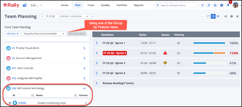 ESD_FY24_Academy-Blog.Plan More Effectively with Team Planning in Rally by Using Quick Views.Figure 3