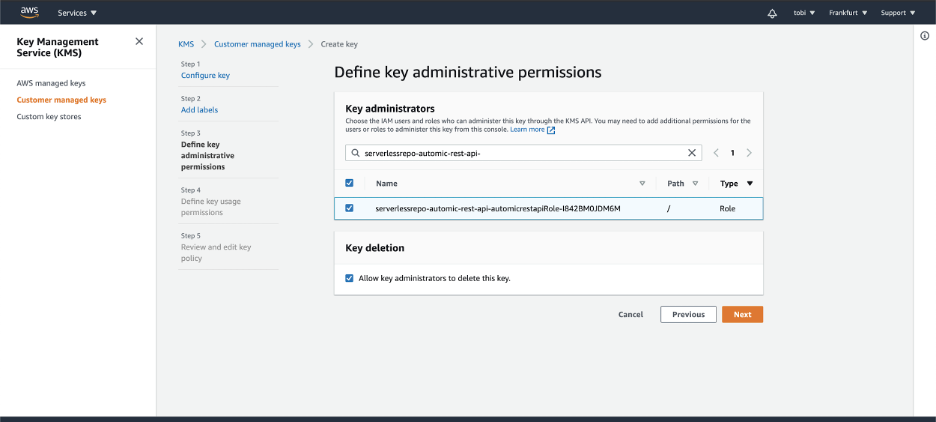 AWS Key Management Service - Define key administrative permissions