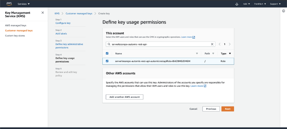 AWS Key Management Service - Define key usage permissions